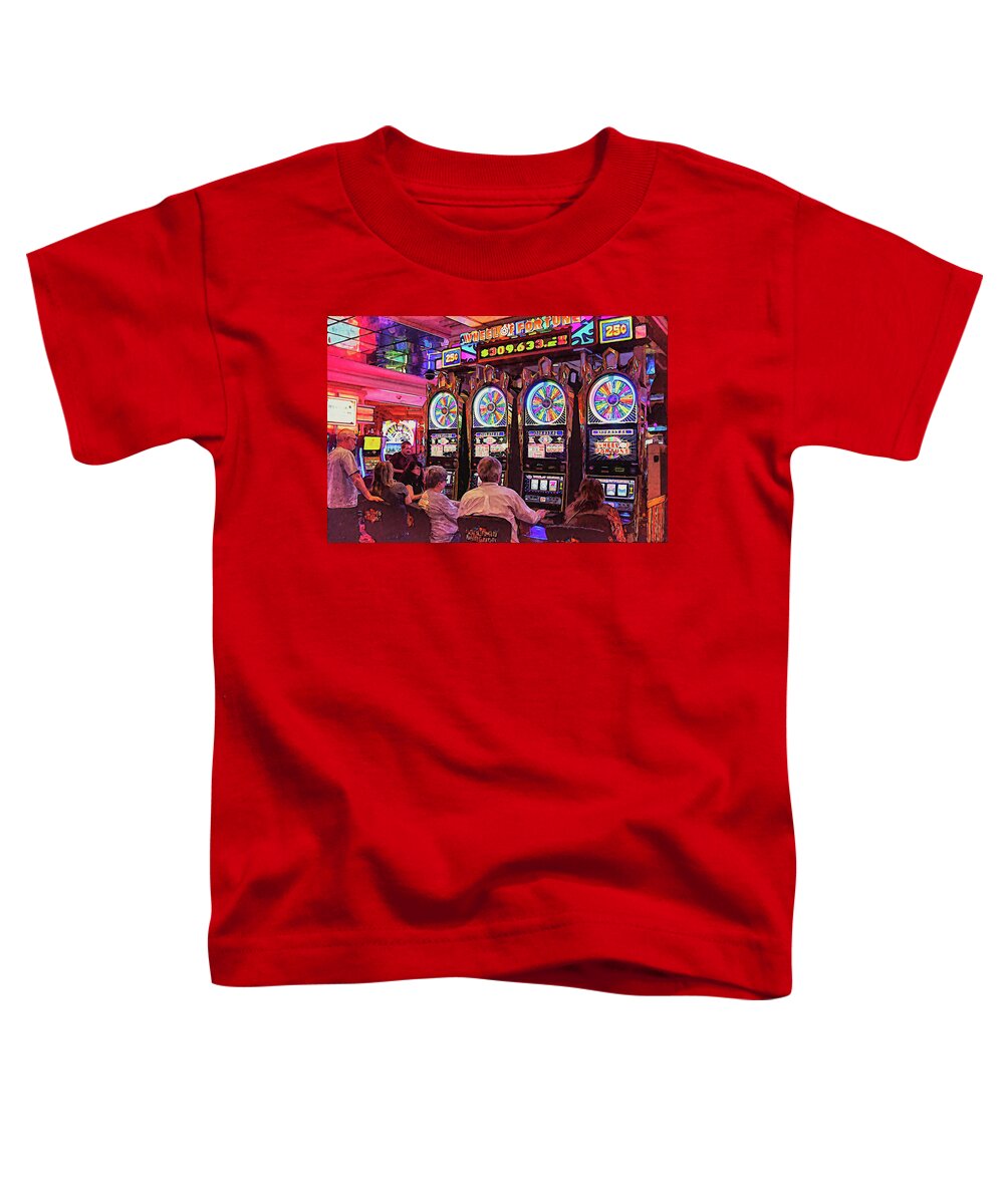 Wheel Of Fortune Toddler T-Shirt featuring the digital art Wheel of Fortune Flamingo Las Vegas by Tatiana Travelways