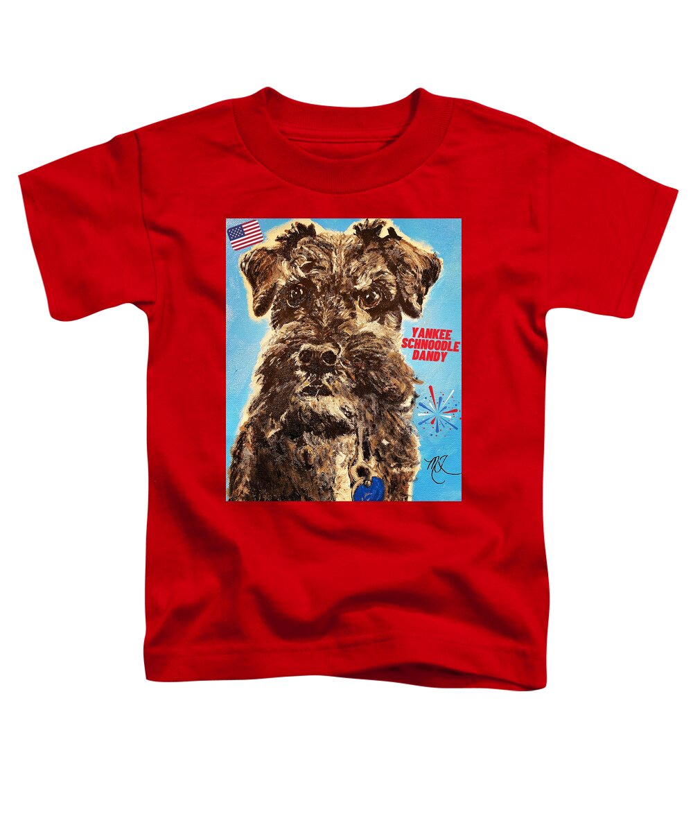 Shih-tzu/poodle Toddler T-Shirt featuring the painting Yanky Schnoodle Dandy by Melody Fowler