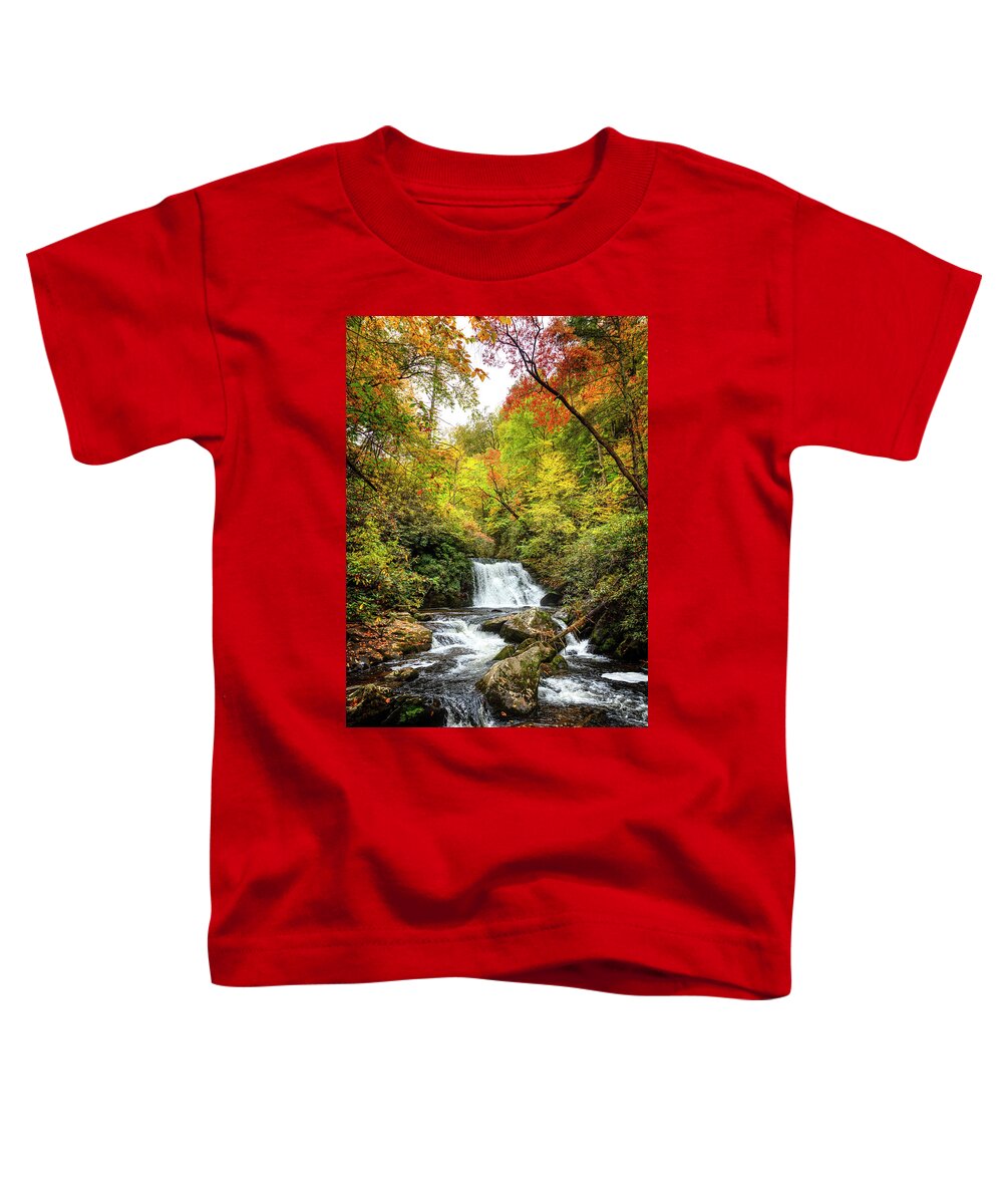 Carolina Toddler T-Shirt featuring the photograph Yellow Creek Autumn Cascades by Debra and Dave Vanderlaan