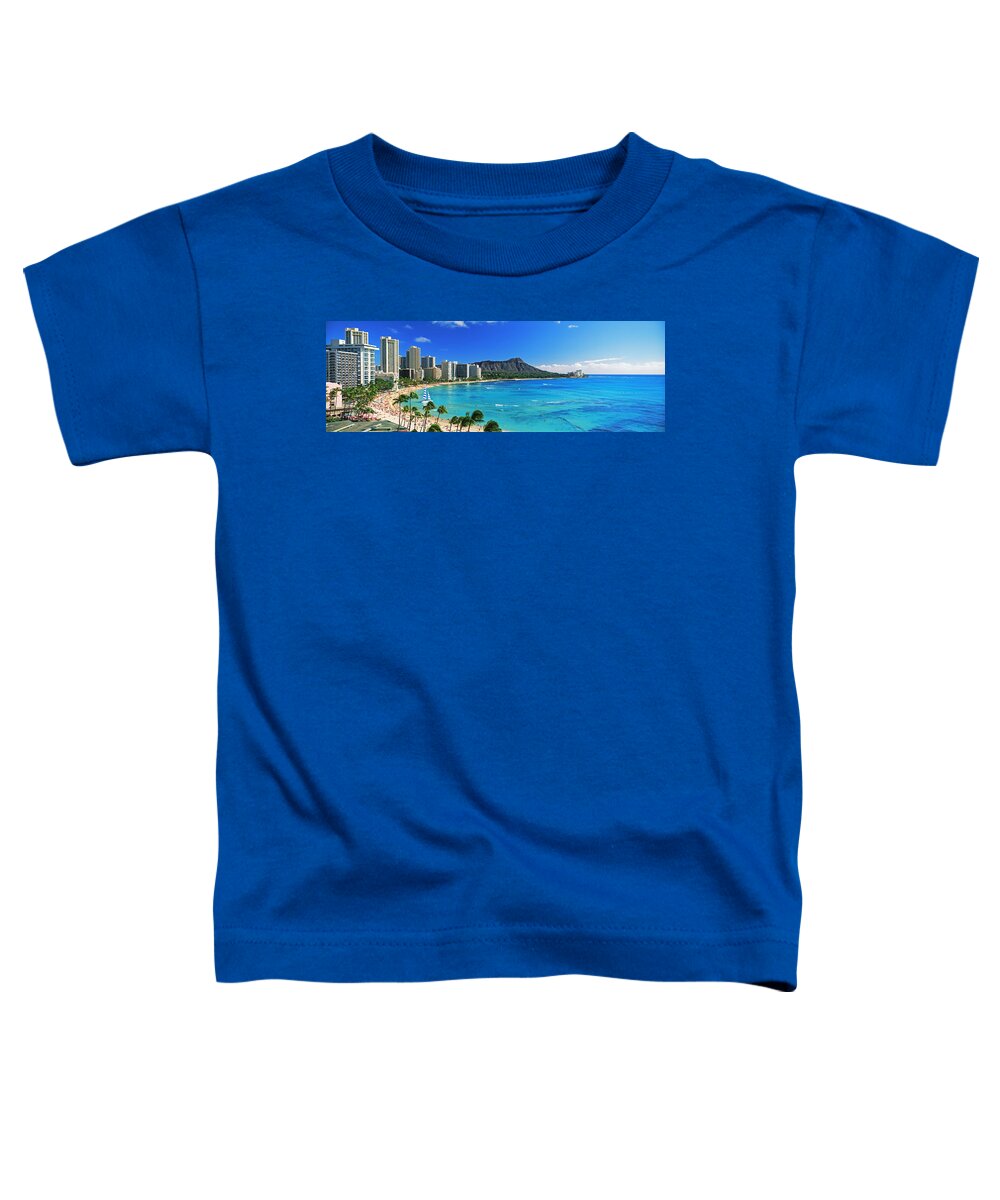 Photography Toddler T-Shirt featuring the photograph Palm Trees On The Beach, Diamond Head #1 by Panoramic Images