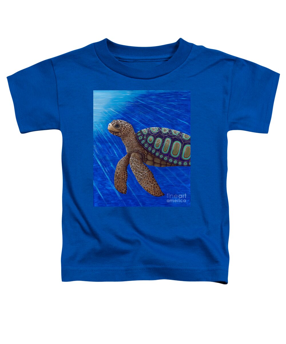 Turtle Toddler T-Shirt featuring the painting Turtle Painting Bomber Triptych 2 by Rebecca Parker