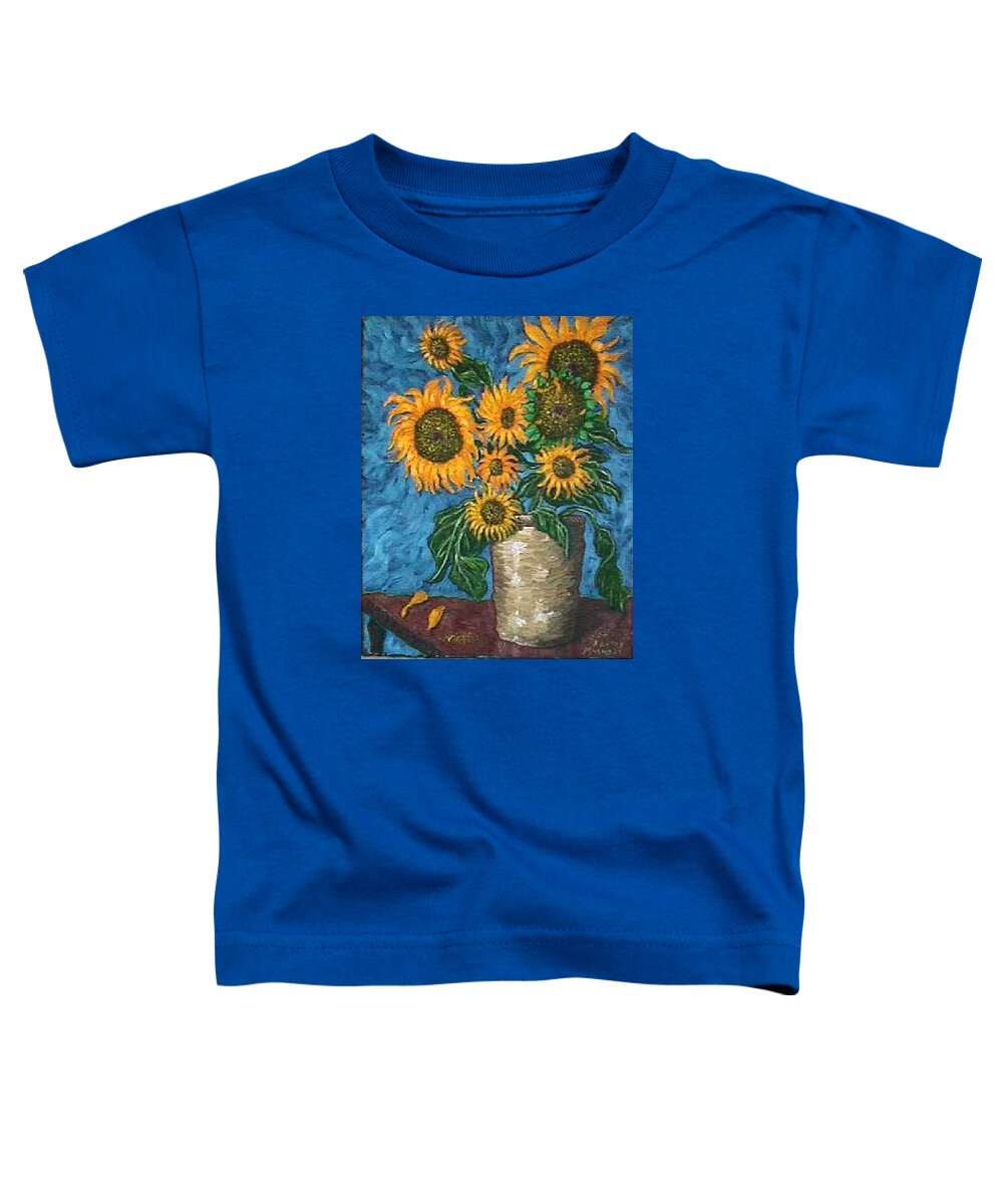 Impressionist Painting Toddler T-Shirt featuring the painting Sunflowers #1 by Frank Morrison
