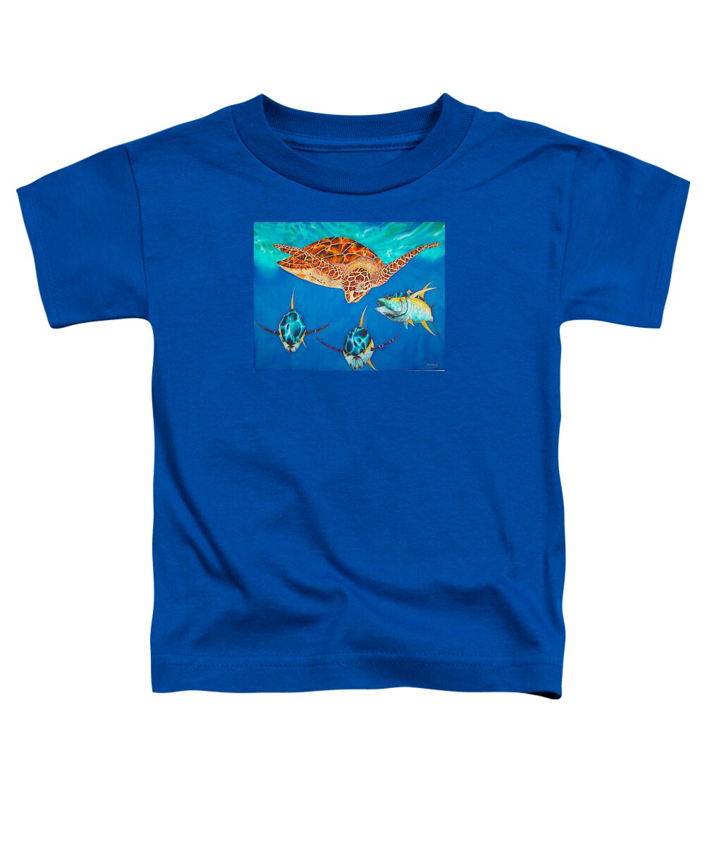 Sea Turtle Toddler T-Shirt featuring the painting Green Sea Turtle #5 by Daniel Jean-Baptiste