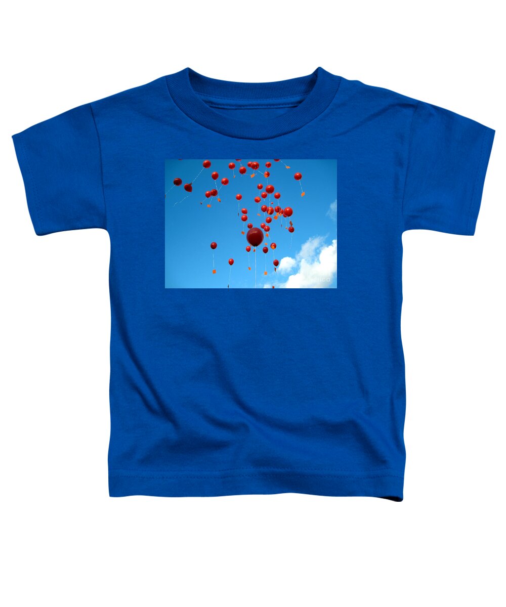 Up Toddler T-Shirt featuring the photograph Balloons in the Air by Amanda Mohler