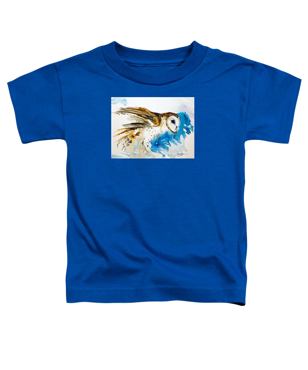Birds Toddler T-Shirt featuring the painting DA145 Barn Owl Ruffled Daniel Adams by Daniel Adams