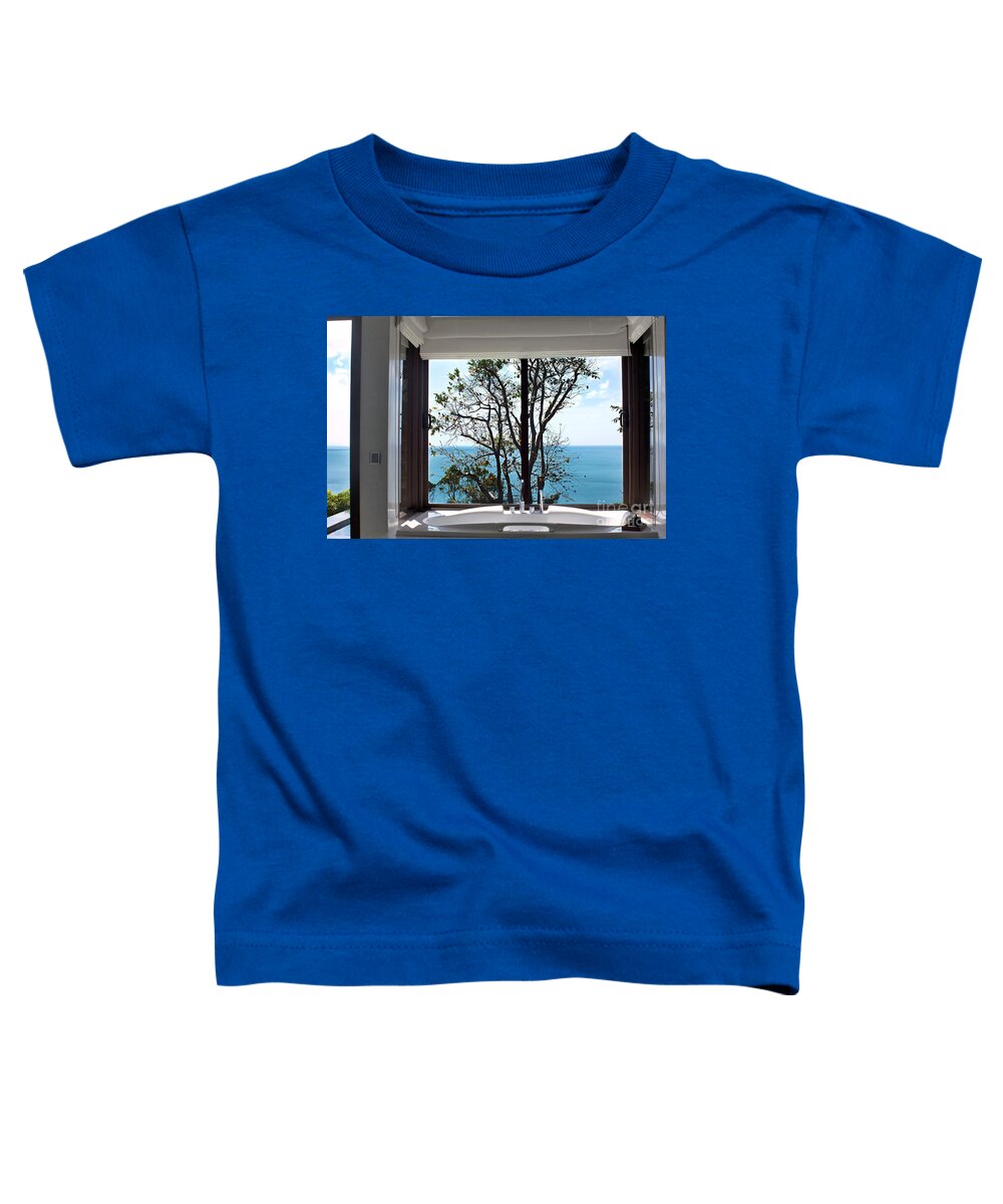 Photography Toddler T-Shirt featuring the photograph Bathroom with a View by Kaye Menner