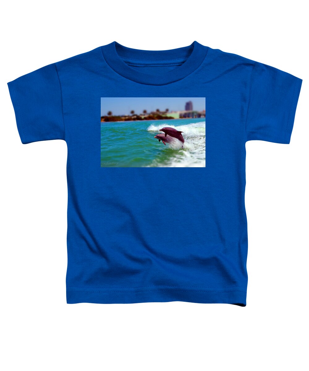 Clearwater Toddler T-Shirt featuring the photograph Bay Dolphins by Joseph Desiderio