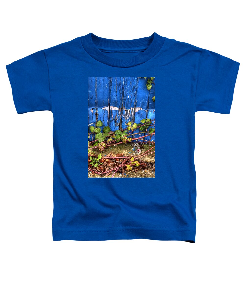 Blue Toddler T-Shirt featuring the photograph Blue door by Spikey Mouse Photography