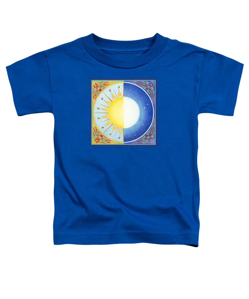 Balance Toddler T-Shirt featuring the painting Celtic Equinox Sun and Moon by Melissa A Benson