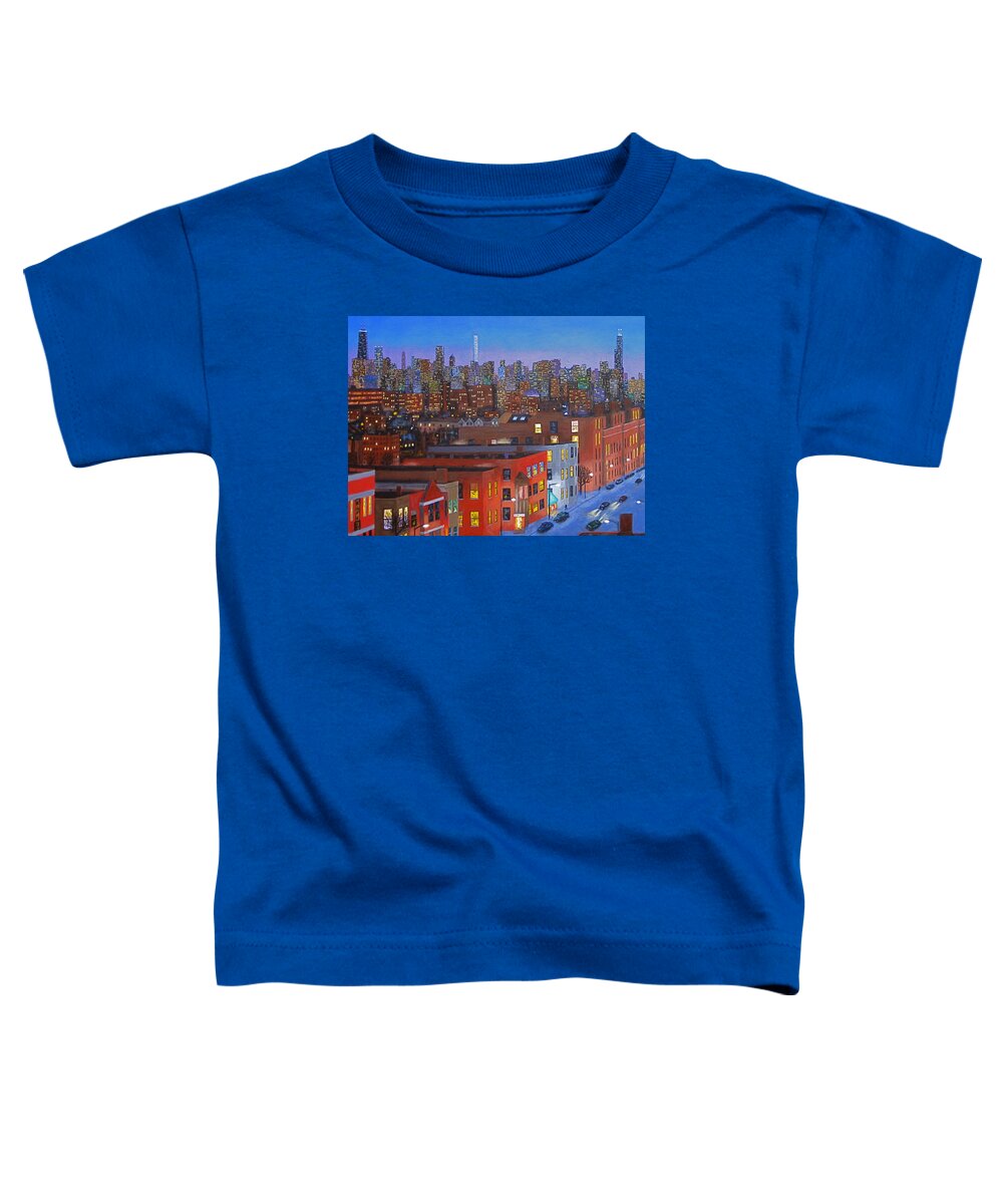 Night Painting Toddler T-Shirt featuring the painting Chicago Is Neighborhoods by J Loren Reedy