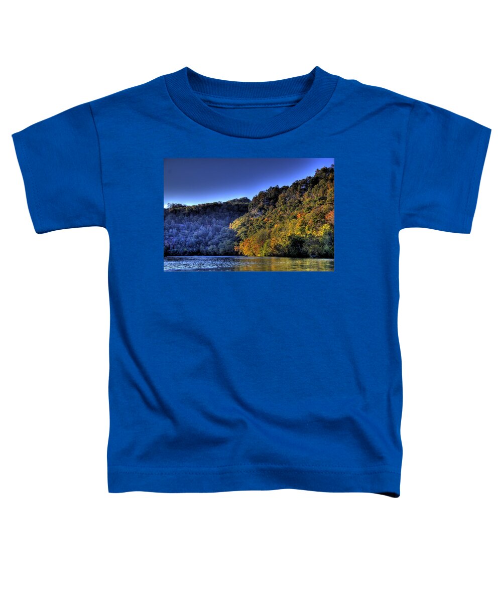 River Toddler T-Shirt featuring the photograph Colorful Trees over a lake by Jonny D