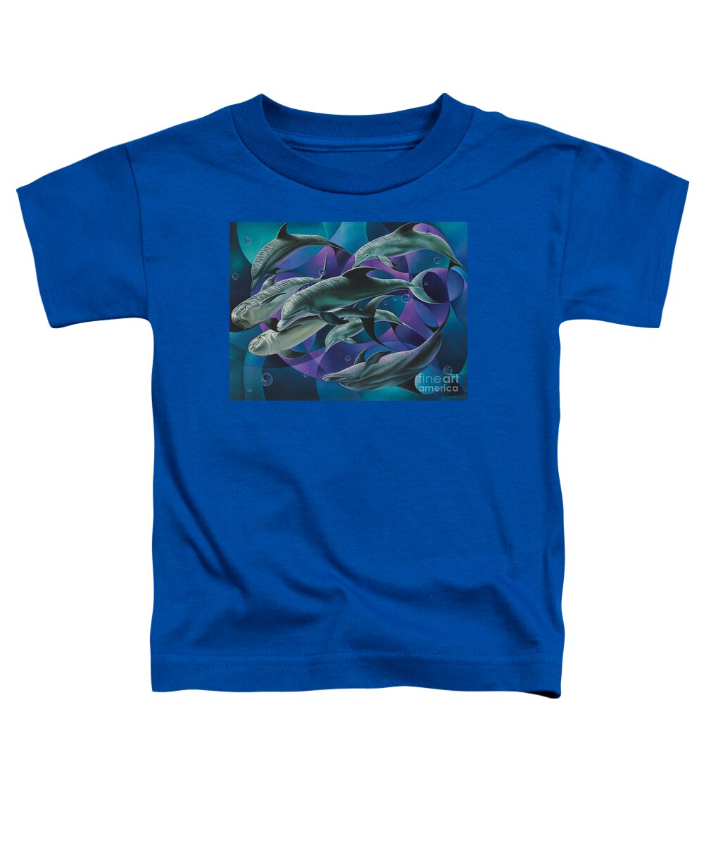 Dolphins Toddler T-Shirt featuring the painting Corazon del Mar by Ricardo Chavez-Mendez