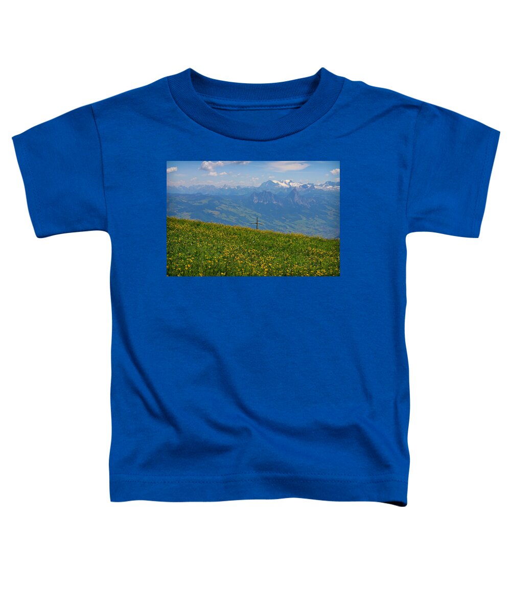 Cross Toddler T-Shirt featuring the photograph Cross on the Rigi by Jenny Setchell