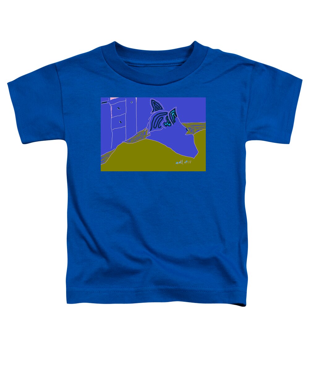 Blue Cat Toddler T-Shirt featuring the painting Dimples by Anita Dale Livaditis