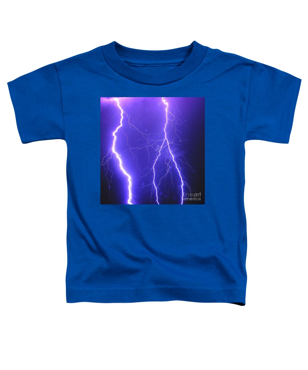  Toddler T-Shirt featuring the photograph Double Triple Blue Lightning by Michael Tidwell