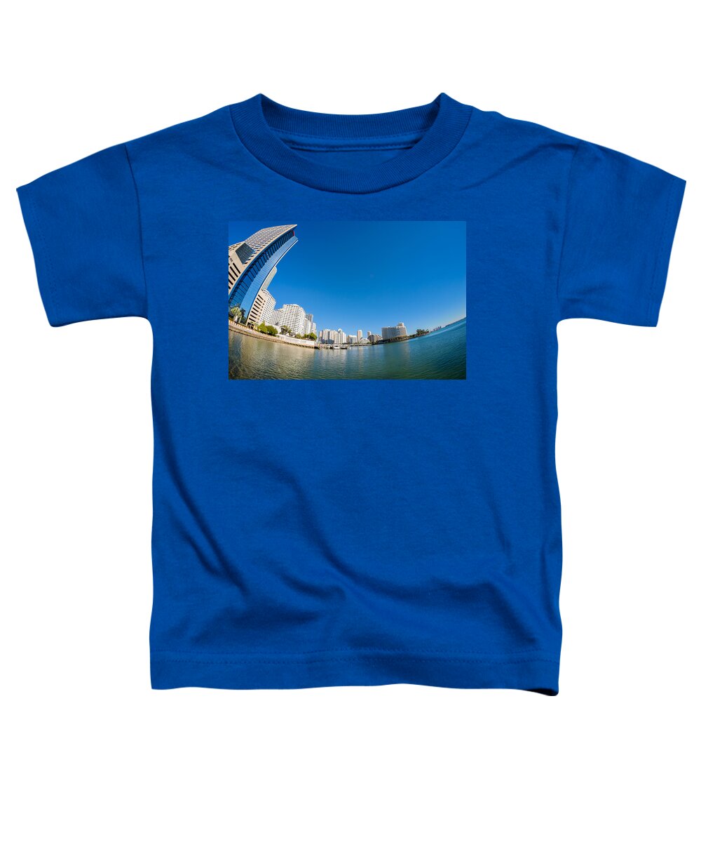 Architecture Toddler T-Shirt featuring the photograph Downtown Miami Bay Fisheye by Raul Rodriguez
