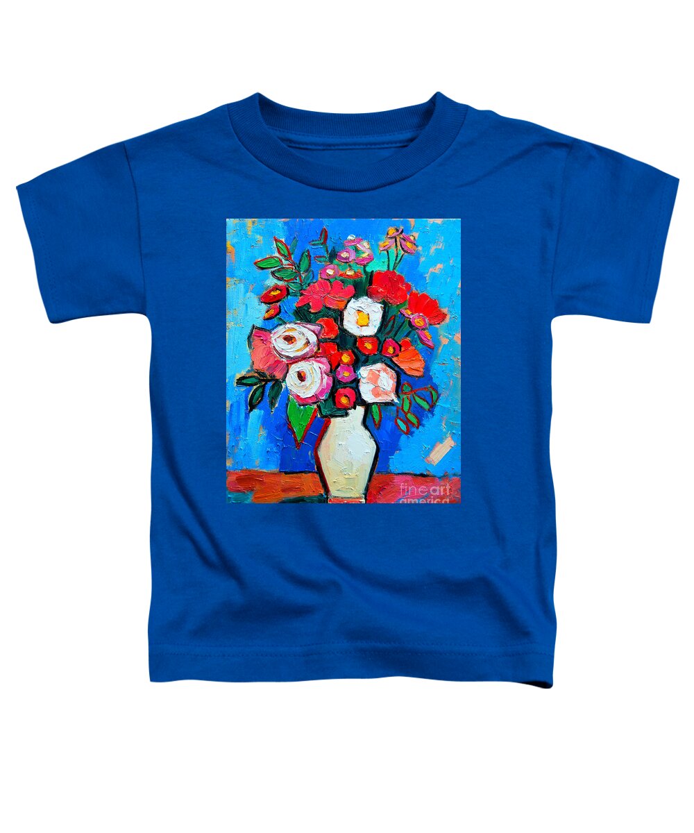 Floral Toddler T-Shirt featuring the painting Flowers And Colors by Ana Maria Edulescu