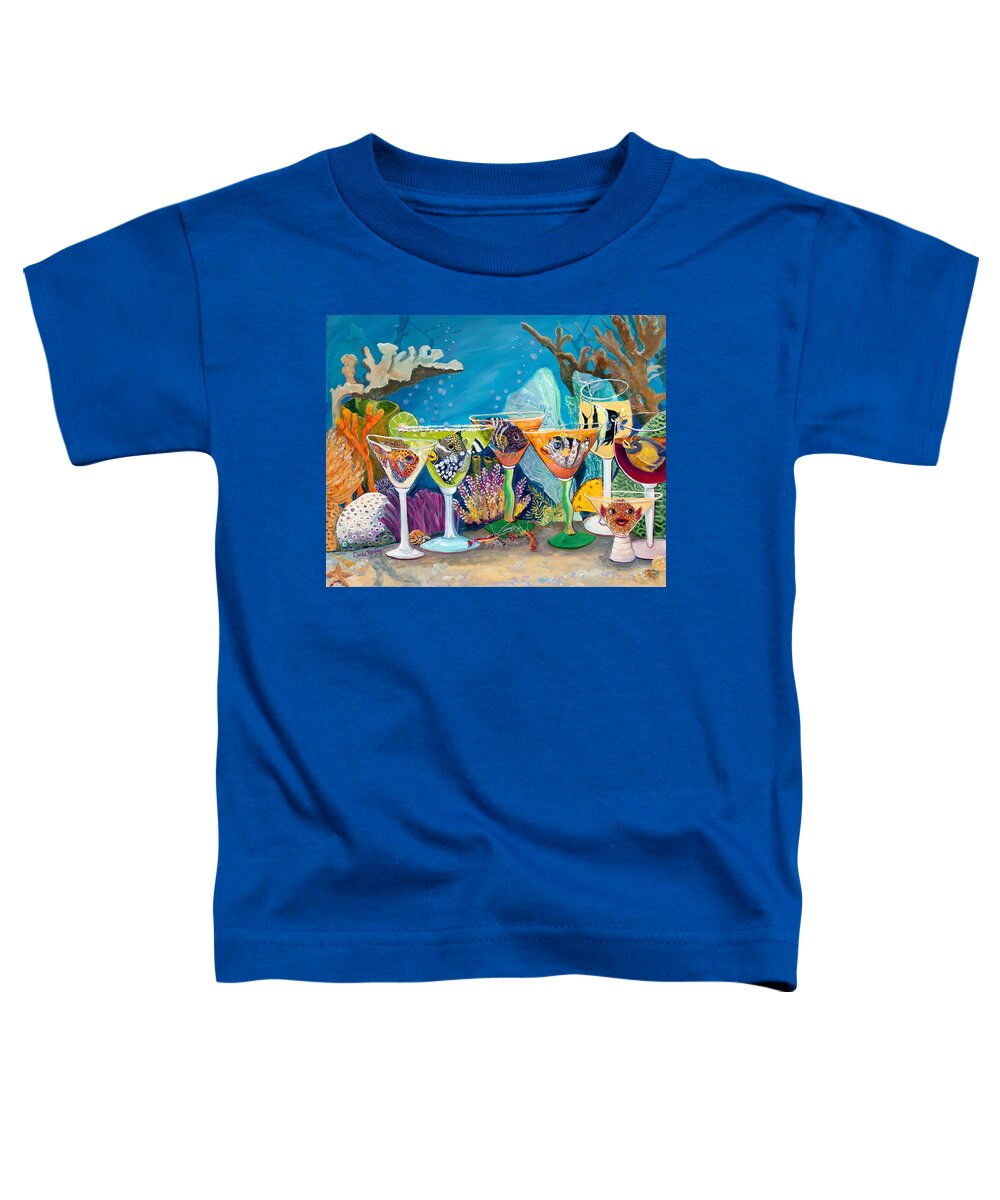 Coral Reef Toddler T-Shirt featuring the painting Girls Night Out at the Reef Bar by Linda Kegley