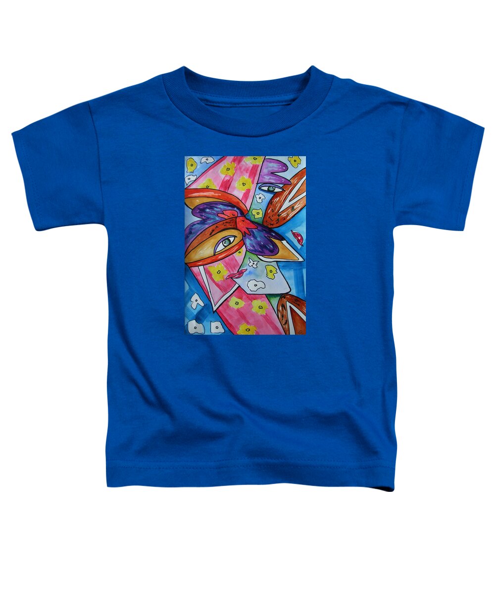 Ksg Toddler T-Shirt featuring the painting Good to See You by Kim Shuckhart Gunns
