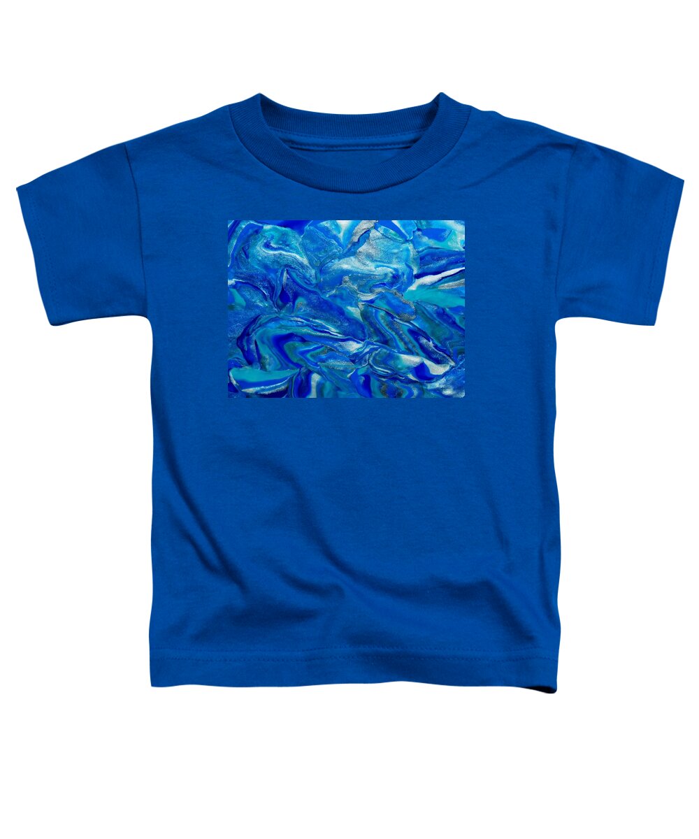 Abstract Toddler T-Shirt featuring the mixed media Icy Blue by Deborah Stanley