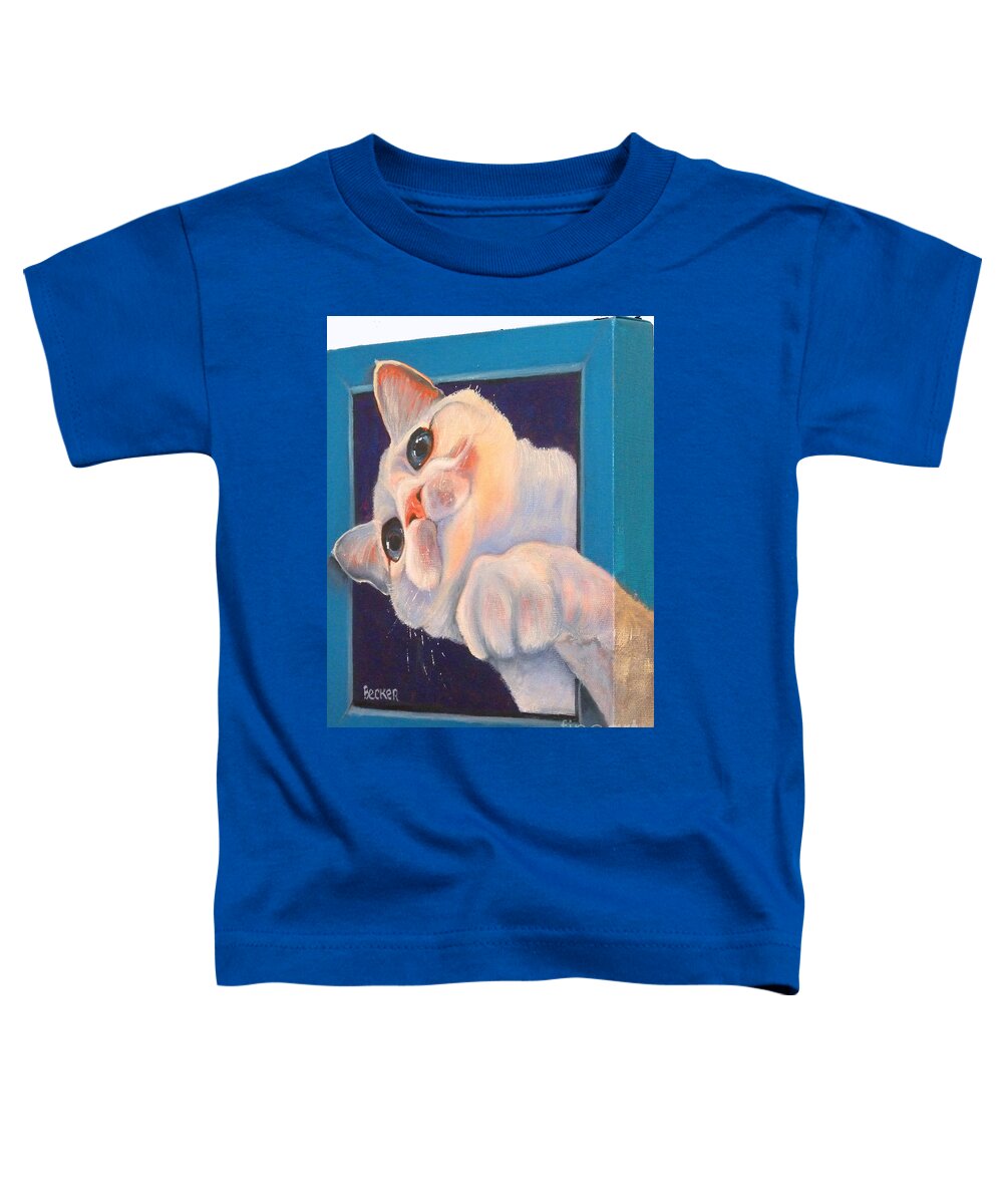 Cat Toddler T-Shirt featuring the painting Ive Been Framed Side View by Susan A Becker