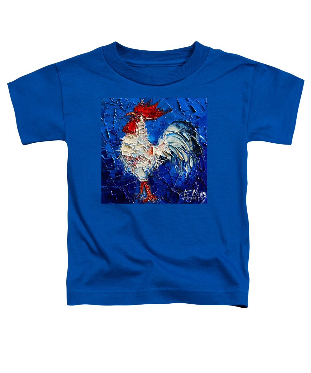 Little White Rooster Toddler T-Shirt featuring the painting Little White Rooster by Mona Edulesco