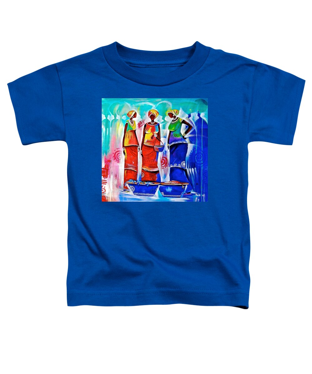 Appiah Ntaiw Toddler T-Shirt featuring the painting Market Ladies by Appiah Ntiaw
