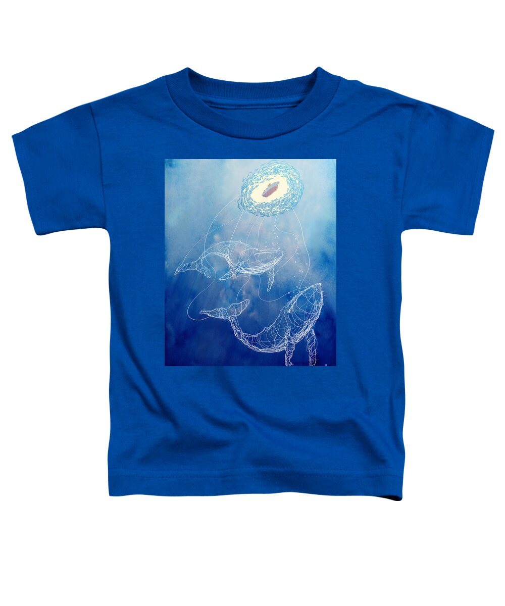 Whales Toddler T-Shirt featuring the painting Moby Dick by Sassan Filsoof