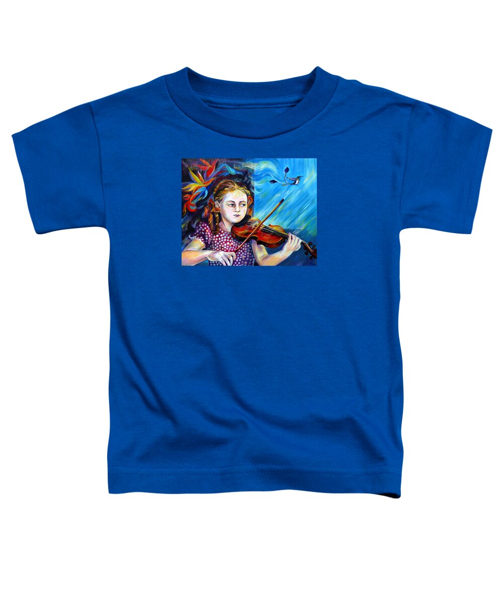 Music Toddler T-Shirt featuring the painting Music Lessons by Anna Duyunova