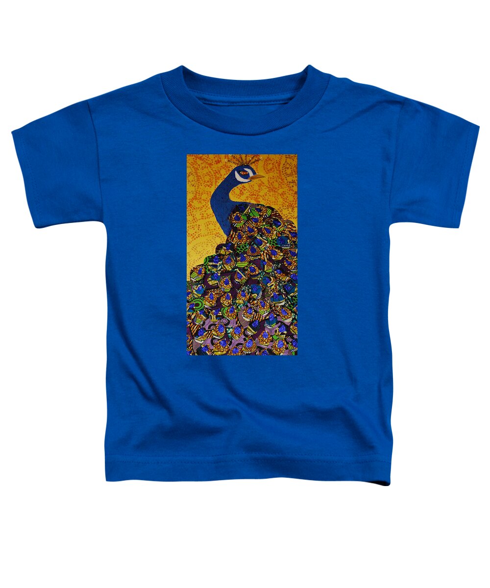 Peacock Toddler T-Shirt featuring the tapestry - textile Peacock Blue by Apanaki Temitayo M