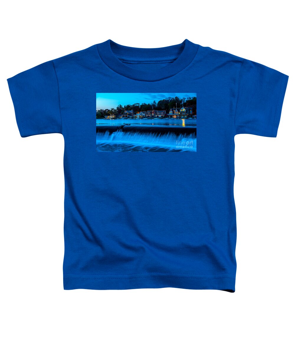 Boathouse Row Toddler T-Shirt featuring the photograph Philadelphia Boathouse Row at Sunset by Gary Whitton