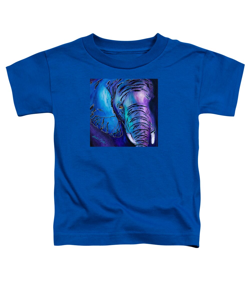 Acrylic Toddler T-Shirt featuring the painting Purple Elephant by Dede Koll