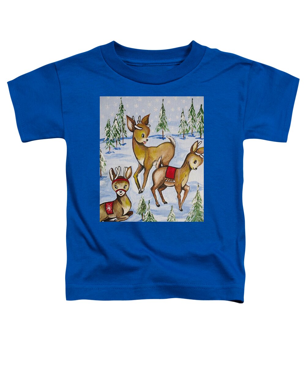 Reindeer Toddler T-Shirt featuring the painting Reindeer by Leslie Manley