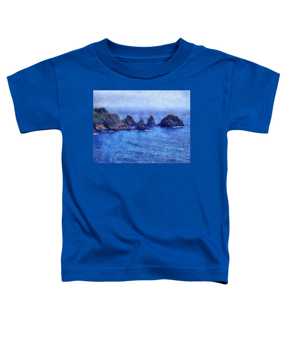 Isle Of Guernsey Toddler T-Shirt featuring the digital art Rocks On Isle Of Guernsey by Bellesouth Studio
