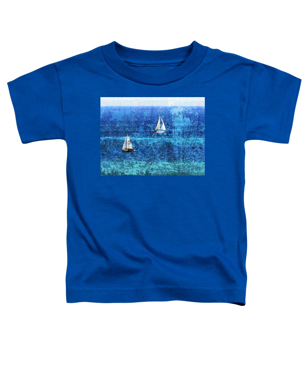 Sailboat Toddler T-Shirt featuring the digital art Sailboats 2 w Texture by Anita Burgermeister