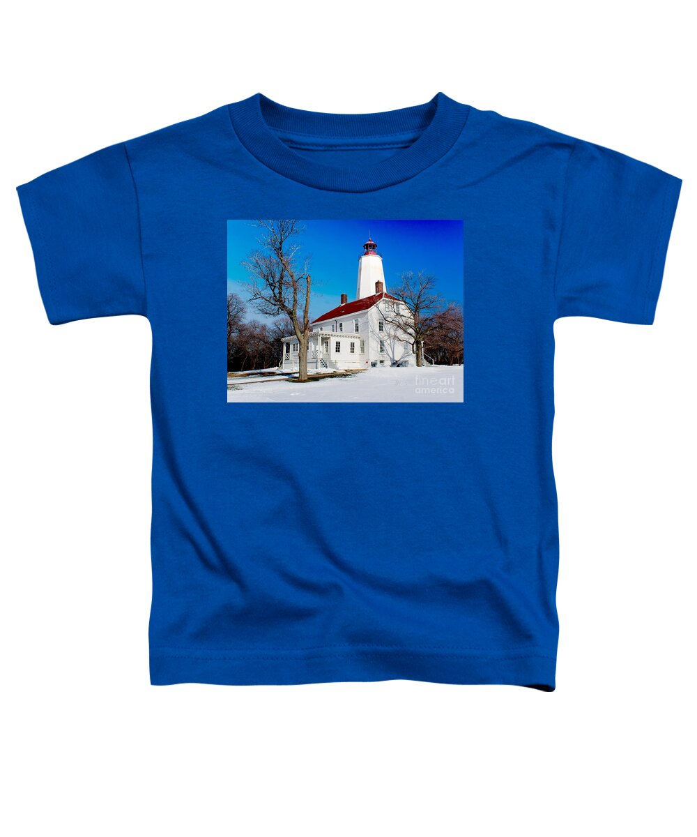 Architecture Toddler T-Shirt featuring the photograph Sandy Hook Lighthouse Winter by Nick Zelinsky Jr