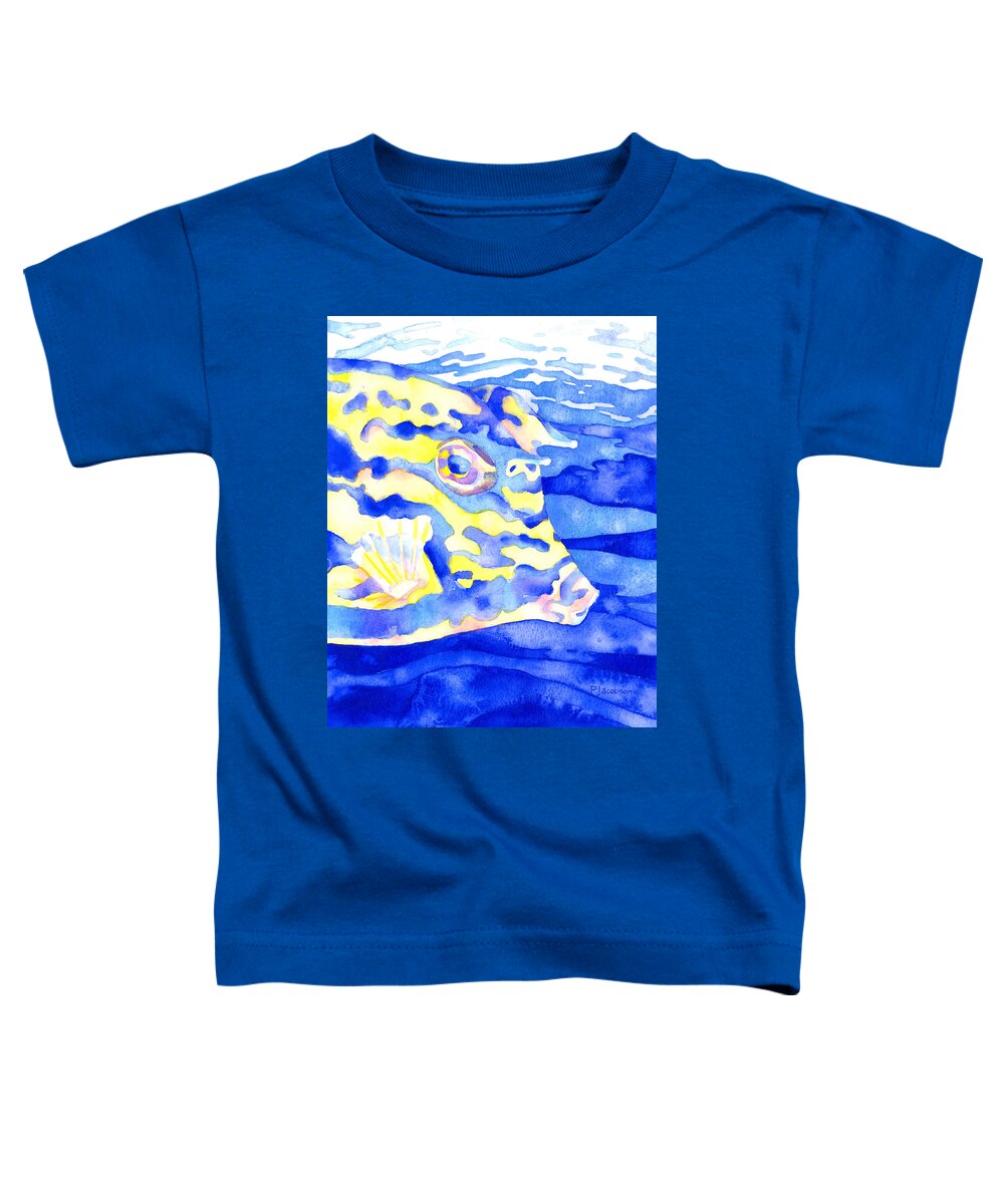 Cowfish Toddler T-Shirt featuring the painting Scrawled Cowfish Portrait by Pauline Walsh Jacobson