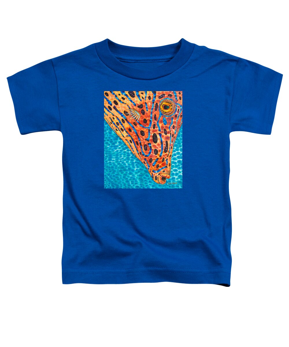 Scrawled Filefish Toddler T-Shirt featuring the painting Scrawled File Fish by Daniel Jean-Baptiste