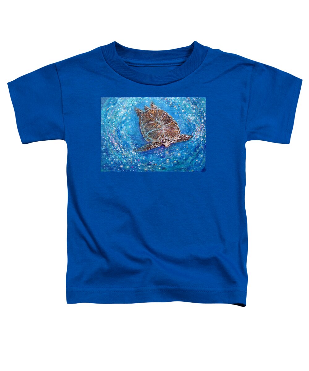 Sea Turtle Toddler T-Shirt featuring the painting Sea Turtle Mr. Longevity by Ashleigh Dyan Bayer