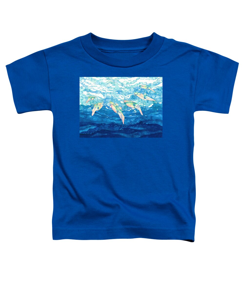Squid Toddler T-Shirt featuring the painting Squid Ballet by Pauline Walsh Jacobson