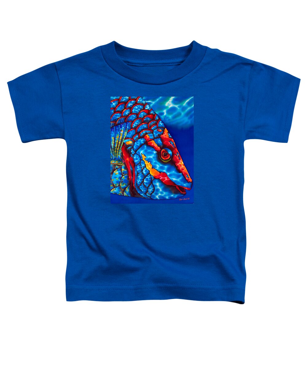 Parrot Fish Toddler T-Shirt featuring the painting Stoplight Parrotfish by Daniel Jean-Baptiste