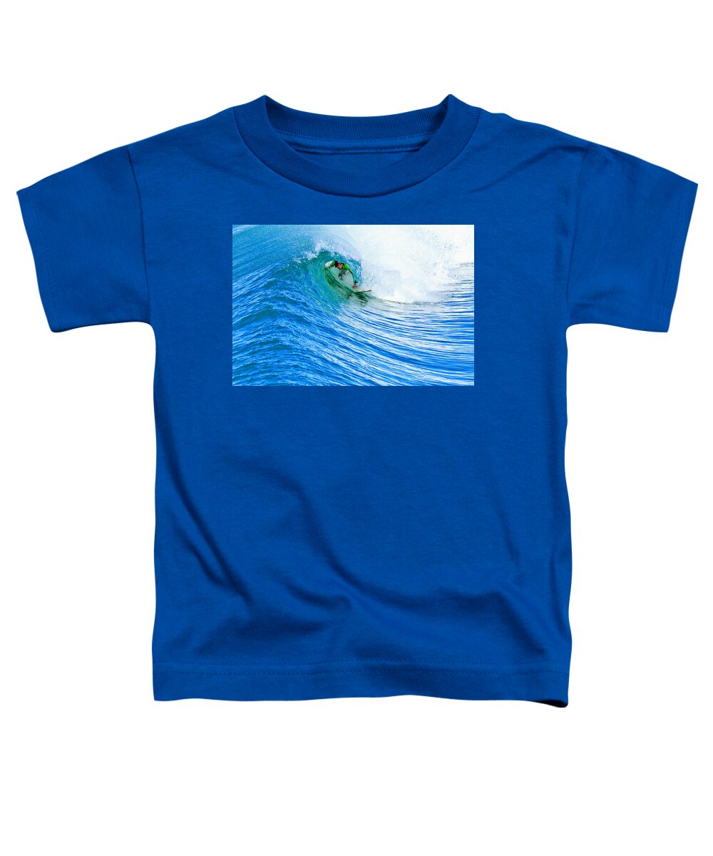 Surf Toddler T-Shirt featuring the photograph Surfer - In the Green Room by Ben Graham