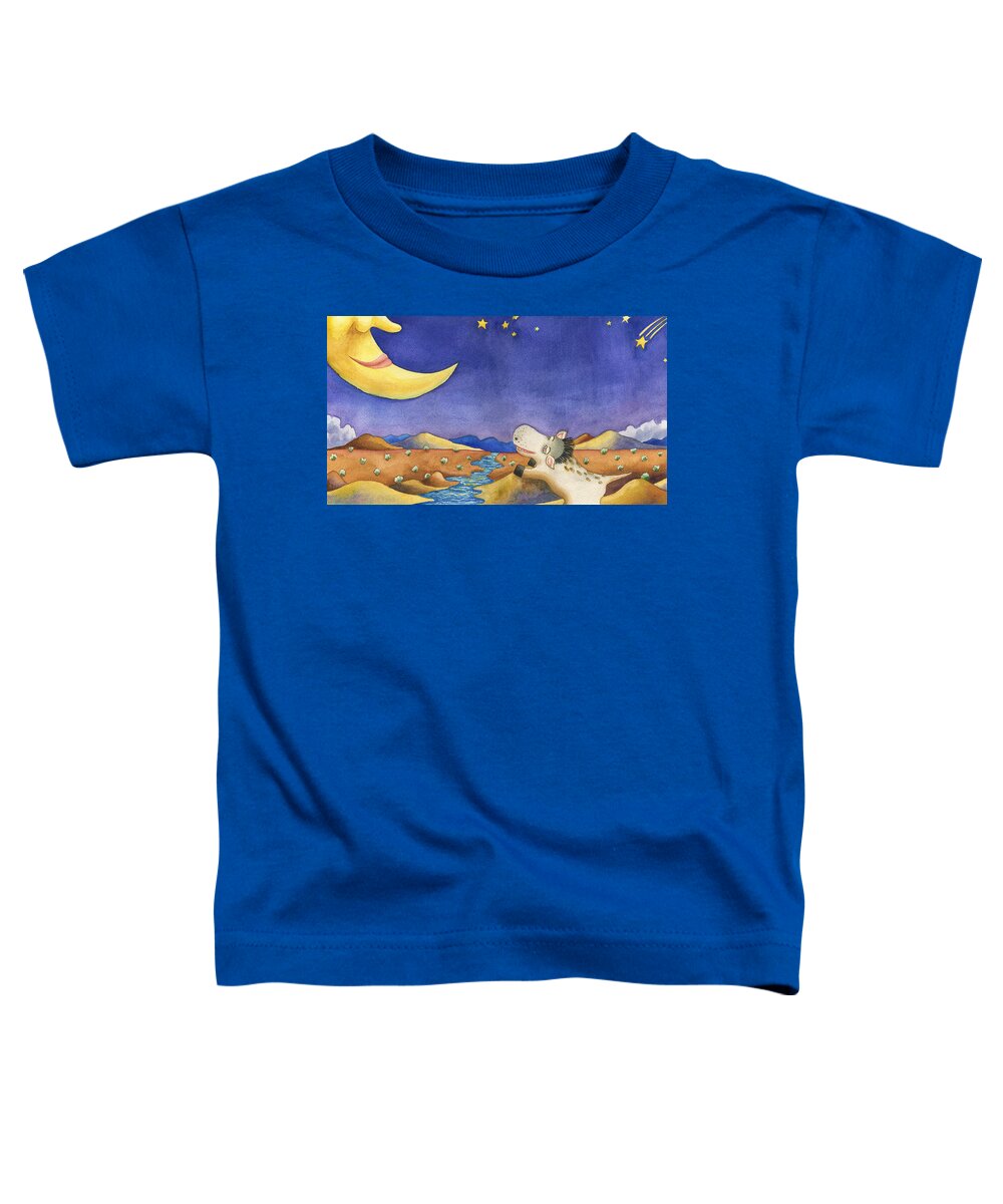 Spike The Dhog Painting Toddler T-Shirt featuring the painting Talking to Mr. Moon by Anne Gifford