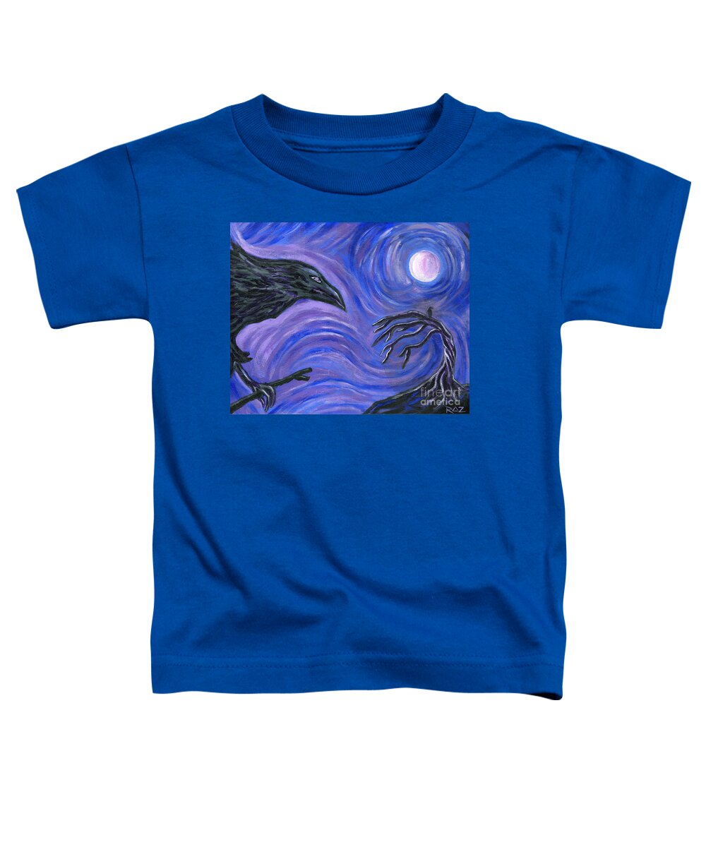 Raven Toddler T-Shirt featuring the painting The Raven by Roz Abellera