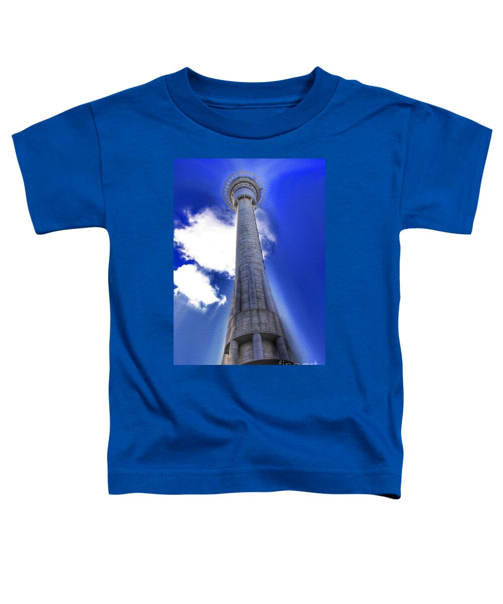 Sky Tower Toddler T-Shirt featuring the painting The Sky Tower by HELGE Art Gallery