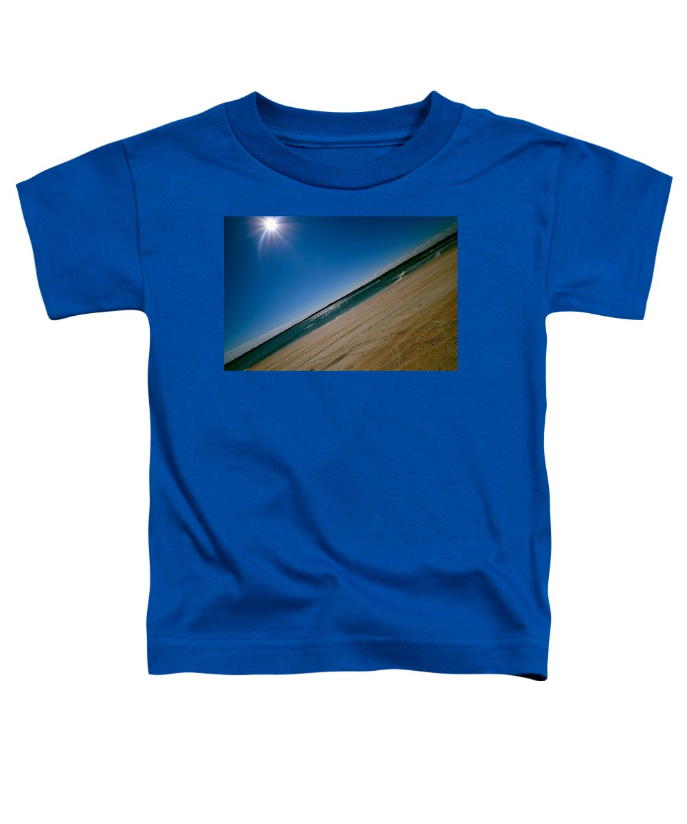 Beach Toddler T-Shirt featuring the photograph Treads in the Sand by DigiArt Diaries by Vicky B Fuller
