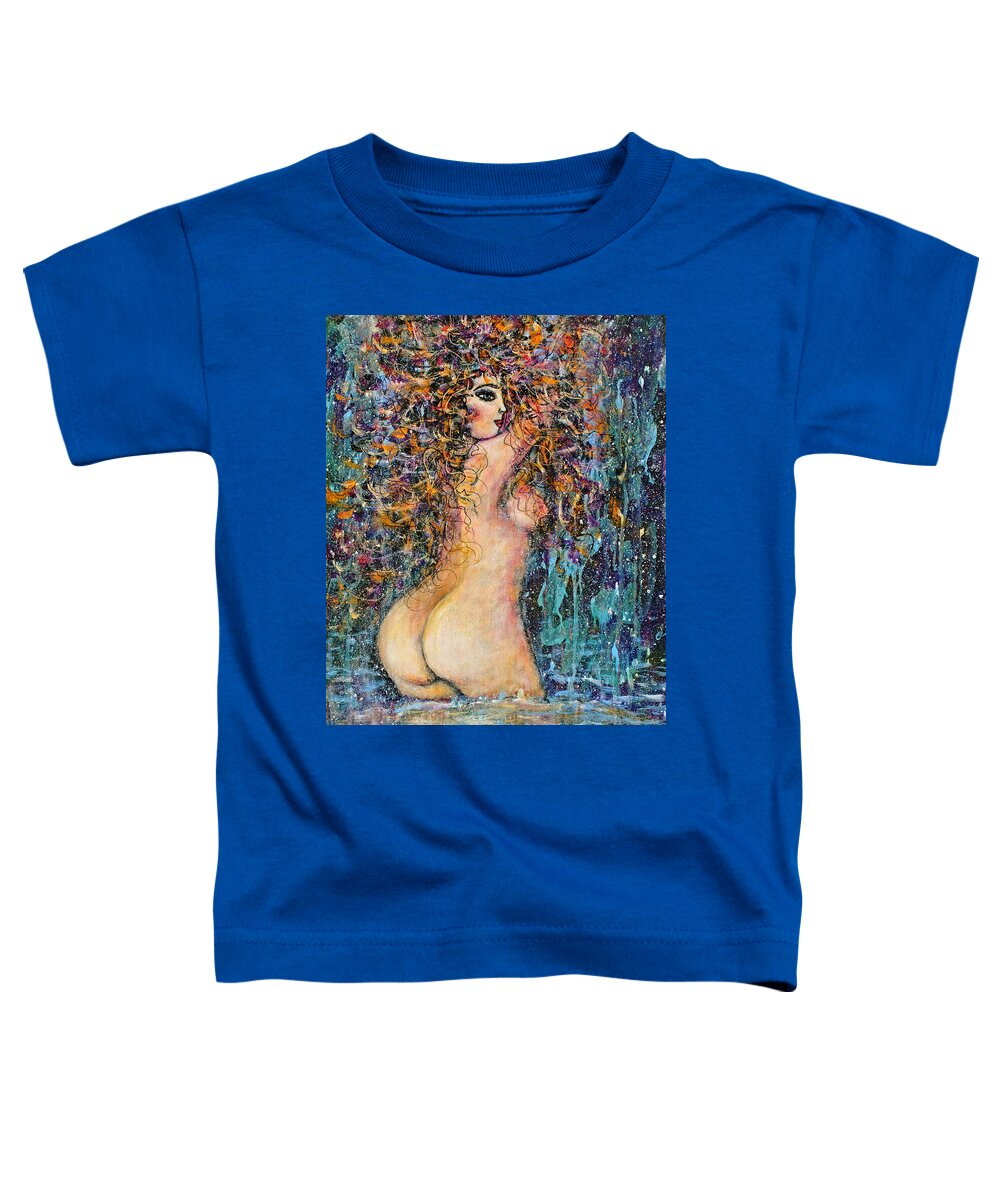 Nude Toddler T-Shirt featuring the painting Waterfall Nude by Natalie Holland