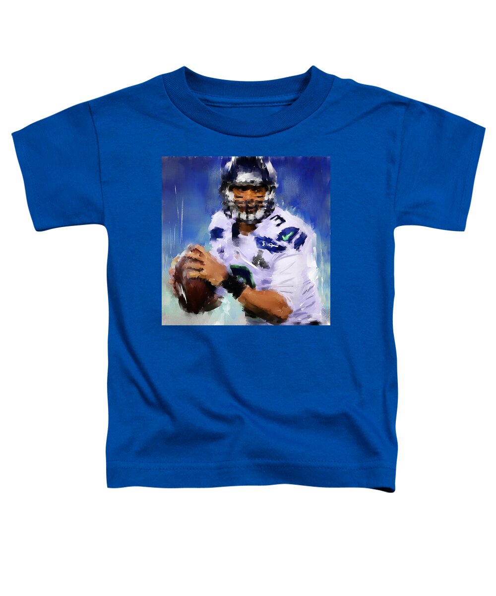 Russell Wilson Toddler T-Shirt featuring the painting Wilson Winner by Lourry Legarde