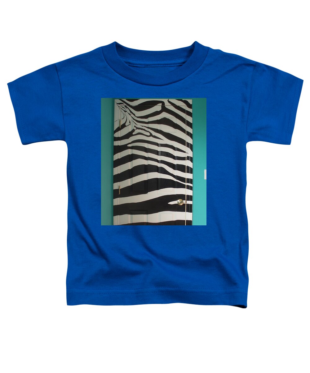 Op Art Toddler T-Shirt featuring the painting Zebra Stripe Mural - Door Number 2 by Sean Connolly