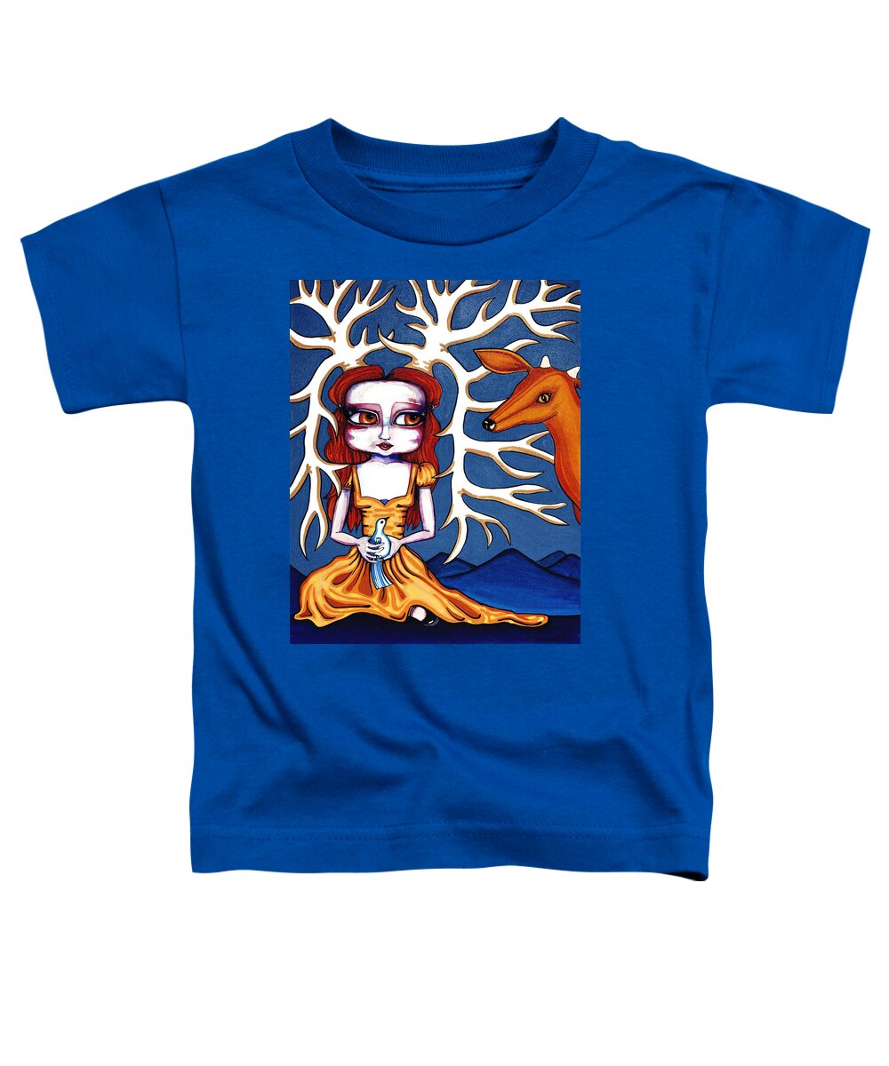 Deer Toddler T-Shirt featuring the painting The Doe #1 by Leanne Wilkes